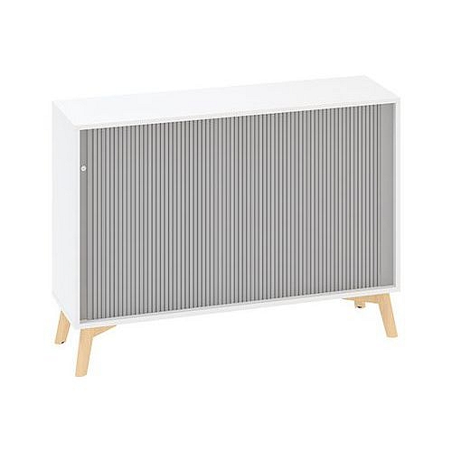 Nízká skříň Alfa Root s roletou, 1 police, 120 x 45 x 88,7 cm, bílá