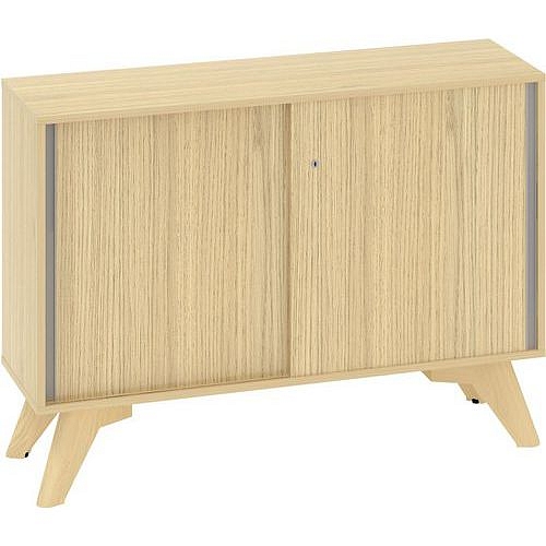 Nízká skříň Alfa Root s posuvnými dvířky, 1 police, 120 x 45 x 88,7 cm, dub