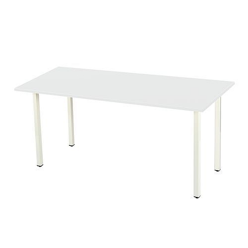 Kancelářský stůl Manutan Standard, 140 x 80 x 72 cm, šikmé provedení, podnoží bílé, bílá