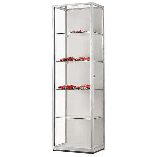 Skleněná produktová vitrína Manutan Expert, 198,4 x 60 x 40 cm, stříbrná