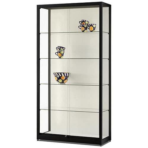 Skleněná produktová vitrína Manutan Expert, 197,2 x 100 x 40 cm, černá