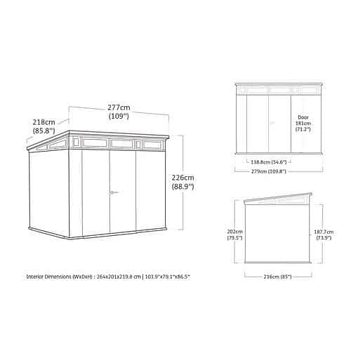 Zahradní domek Vertical 9 x 7, šedý