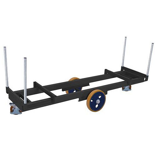 Vozík na dlouhý materiál, polyuretanová kola, šedý