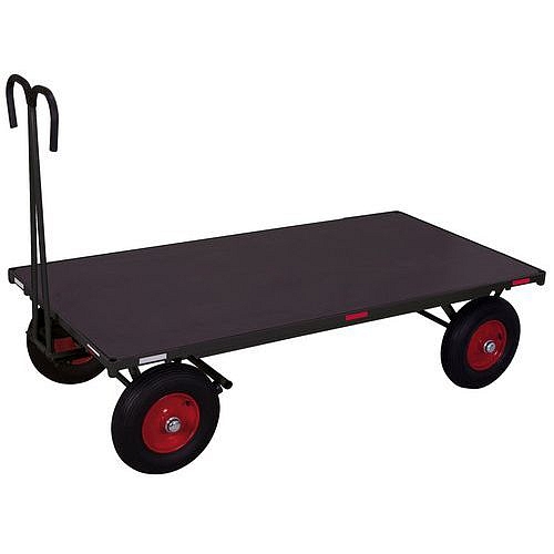 Plošinový vozík s tažným madlem, do 1 250 kg, šedý, nafukovací kola, 206,5 x 100 x 134 cm