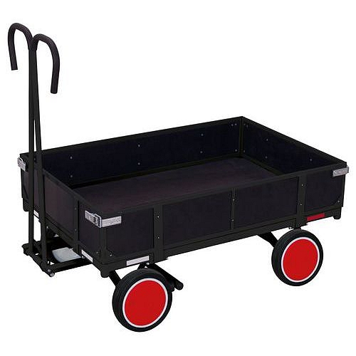 Ruční vozík s tažným madlem a plnými bočnicemi, do 700 kg, plná kola, šedý, 133,5 x 83 x 120 cm