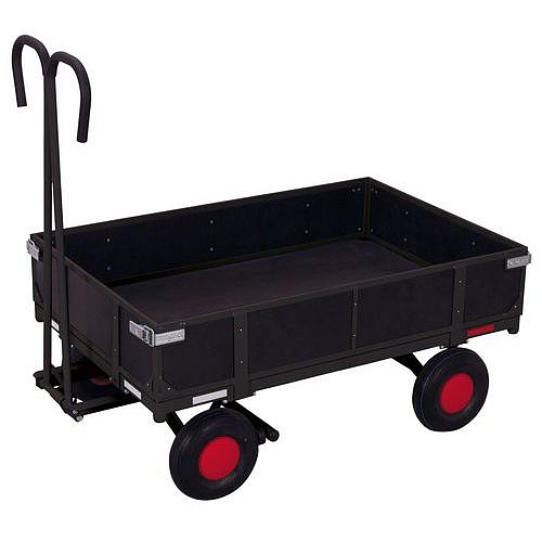 Ruční vozík s tažným madlem a plnými bočnicemi, do 700 kg, nafukovací kola, šedý, 133,5 x 83 x 120 cm