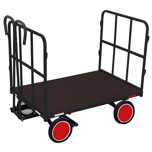 Ruční vozík s tažným madlem a 2 bočnicemi, do 700 kg, plná kola, šedý, 112 x 71,5 x 120 cm