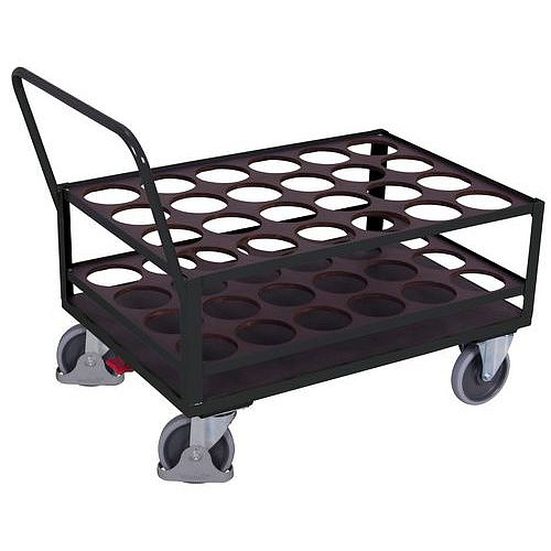 Vozík na ocelové válce s protiskluzovým povrchem, 126,5 x 77,5 x 100 cm, šedý