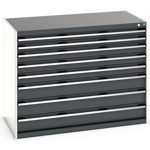 Dílenská zásuvková skříň Bott Cubio 200, 100 x 130 x 75 cm, 8 zásuvek, šedá-antracit