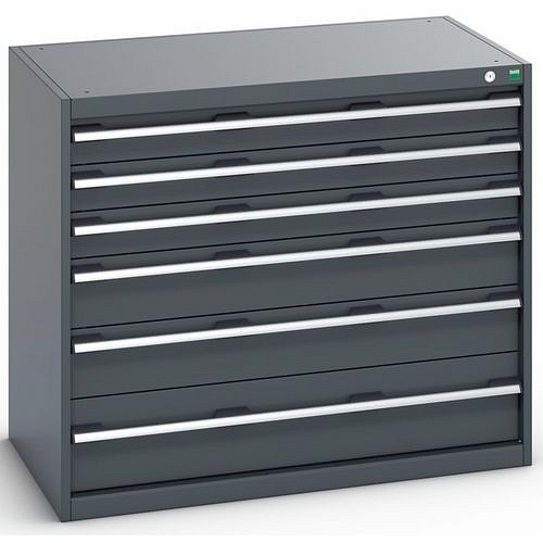 Dílenská zásuvková skříň Bott Cubio 200, 90 x 105 x 65 cm, 6 zásuvek, antracit-antracit