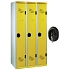 Svařovaná šatní skříň Acial, 3 oddíly, 300 mm, cylindrický zámek, šedá/žlutá