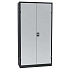 Kovová vysoká spisová skříň Manutan Expert 2000, 195 x 100 x 45 cm, černá/šedá