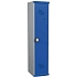 Svařovaná šatní skříň s mezistěnou Acial, 1 oddíl, 400 mm, kódový zámek, šedá/modrá