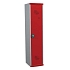 Montovaná šatní skříň s mezistěnou Acial, 1 oddíl, 300 mm, otočný uzávěr, šedá/červená