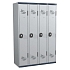 Svařovaná šatní skříň Acial, 4 oddíly, 300 mm, otočný uzávěr, šedá/šedá