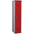 Svařovaná šatní skříň s mezistěnou Acial, 1 oddíl, 400 mm, otočný uzávěr, šedá/červená