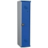 Svařovaná šatní skříň s mezistěnou Acial, 1 oddíl, 400 mm, cylindrický zámek, šedá/modrá
