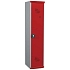 Svařovaná šatní skříň s mezistěnou Acial, 1 oddíl, 400 mm, cylindrický zámek, šedá/červená