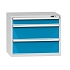 Dílenská zásuvková skříň ZG, 3 zásuvky, 840 x 1037 x 753 mm, šedá/modrá