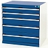 Dílenská zásuvková skříň Bott Cubio, 80 x 80 x 52,5 cm, 5 zásuvek, šedá-modrá