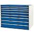 Dílenská zásuvková skříň Bott Cubio, 100 x 130 x 75 cm, 8 zásuvek, šedá-modrá