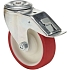 Polyuretanové transportní kolo se středovým otvorem, průměr 100 mm, otočné s brzdou, kuličková ložiska