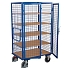 Vysoké uzavíratelné skříňové vozíky s madlem a mřížovými stěnami, do 500 kg, 5 polic