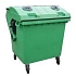 Plastová venkovní popelnice na tříděný odpad, objem 1 100 l, zelená