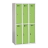 Svařovaná šatní skříň Charles odlehčená, 6 oddílů, cylindrický zámek, šedá/zelená