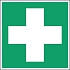 Čtvercové nouzové a evakuační značky – První pomoc, 200 x 200 mm – fotoluminiscenční, polypropylen