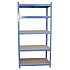 Kovový regál Basic, 172 x 90 x 30 cm, 175 kg/police, 5 dřevotřískových polic, modrý