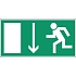 Značka nouzový východ vlevo dole, rozměr: 148 x 297 mm