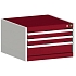 Dílenská zásuvková skříň Bott Cubio, 40 x 65 x 52,5 cm, 3 zásuvky, šedá-červená