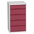 Dílenská zásuvková skříň Bott Verso, 90 x 52,5 x 55 cm, 5 zásuvek, šedá-červená