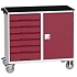 Údržový zásuvkový vozík Bott Verso, 96,5 x 105 x 55 cm, 7 zásuvek, skříňka, multiplex, šedá-červená