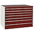 Dílenská zásuvková skříň Bott Cubio, 90 x 130 x 75 cm, 7 zásuvek, šedá-červená