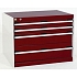 Dílenská zásuvková skříň Bott Cubio, 60 x 80 x 75 cm, 4 zásuvky, šedá-červená