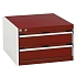 Dílenská zásuvková skříň Bott Cubio, 40 x 65 x 65 cm, 2 zásuvky, šedá-červená