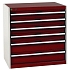 Dílenská zásuvková skříň Bott Cubio, 80 x 80 x 52,5 cm, 6 zásuvek, šedá-červená