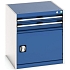 Dílenská zásuvková skříň Bott Cubio, 70 x 65 x 65 cm, 2 zásuvky, 1 skříňka, šedá-modrá