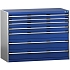 Dílenská zásuvková skříň Bott Cubio 200, 100 x 130 x 65 cm, 7 zásuvek, šedá-modrá