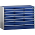 Dílenská zásuvková skříň Bott Cubio 200, 90 x 130 x 65 cm, 7 zásuvek, šedá-modrá