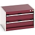 Dílenská zásuvková skříň Bott Cubio, 40 x 65 x 52,5 cm, 2 zásuvky, šedá-červená