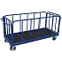 Plošinový vozík s protiskluzovým povrchem, 4 stěny, termoplastická kola, 227,5 x 90 x 110,5 cm, modrý