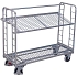 Pozinkovaný policový vozík se šikmými mřížovými policemi, 2 police, 151 x 55 x 123,5 cm
