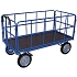 Ruční vozík s tažným madlem a 4 bočnicemi, do 1 000 kg, plná kola, modrý, 166,5 x 81,5 x 134 cm