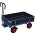 Ruční vozík s tažným madlem a plnými bočnicemi, do 700 kg, nafukovací kola, modrý, 113,5 x 73 x 120 cm