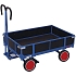 Ruční vozík s tažným madlem a plnými bočnicemi, do 700 kg, plná kola, modrý, 133,5 x 83 x 120 cm