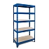 Kovový regál Manutan Expert Rapid 3, 180 x 90 x 45 cm, 250 kg/police, 5 dřevovláknitých HDF polic, modrý