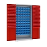 Kovová dílenská skříň s boxy, 199 x 100 x 50 cm, šedá/červená